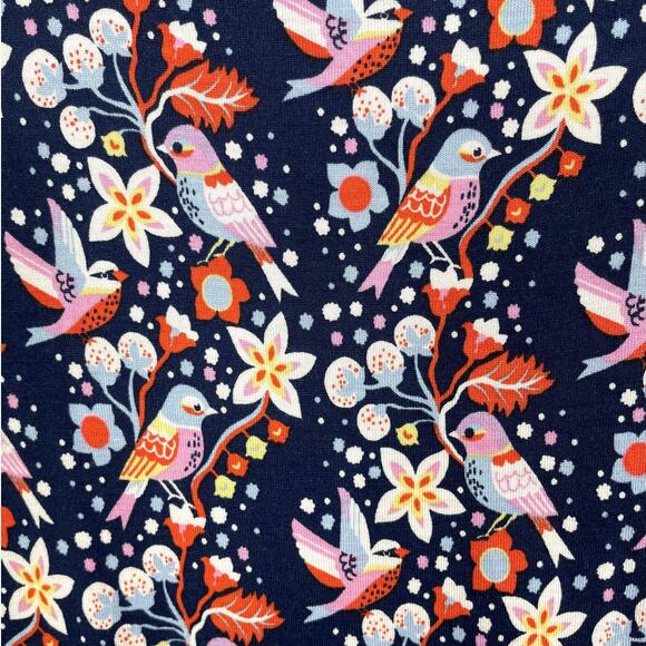 Boden Amelie Scoop Neck Jersey Dress Bird Floral Print Cap Sleeve Size 16/18R - Picture 6 of 10